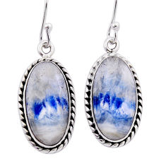 13.55cts natural blue scheelite (lapis lace onyx) silver dangle earrings n39657