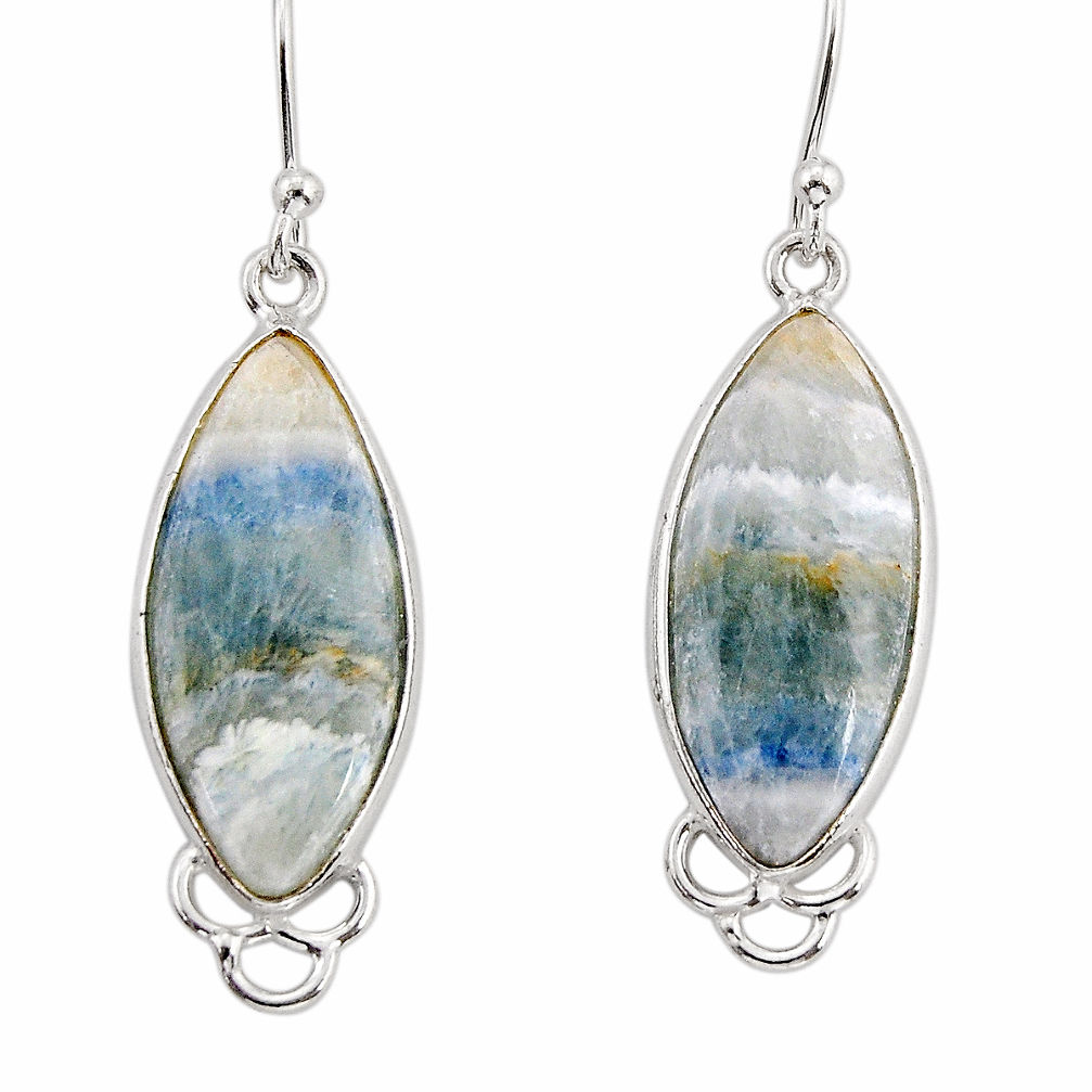 13.10cts natural blue scheelite (lapis lace onyx) silver dangle earrings y75760
