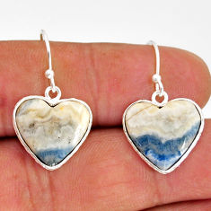10.28cts natural blue scheelite (lapis lace onyx) silver dangle earrings y77233