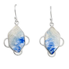 10.84cts natural blue scheelite (lapis lace onyx) silver dangle earrings y77270
