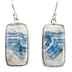 17.05cts natural blue scheelite (lapis lace onyx) silver dangle earrings y77284