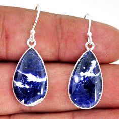 10.56cts natural blue sodalite 925 sterling silver dangle earrings y77208