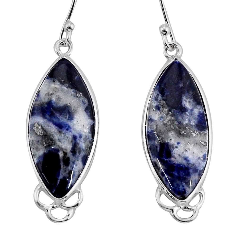 14.25cts natural blue sodalite marquise sterling silver dangle earrings y73017