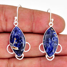 10.84cts natural blue sodalite marquise sterling silver dangle earrings y77202
