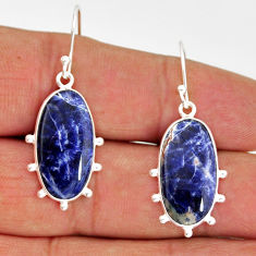 11.37cts natural blue sodalite oval 925 sterling silver dangle earrings y77232