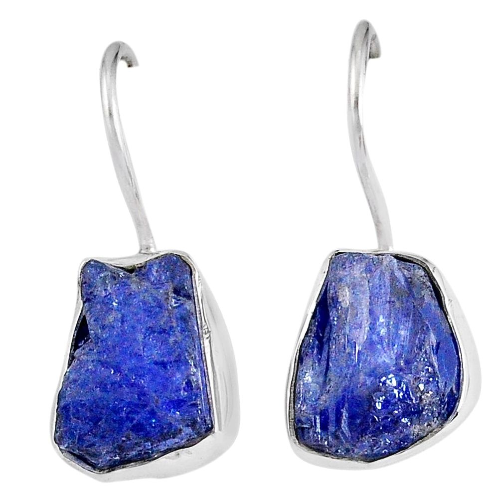 13.48cts natural blue tanzanite rough 925 sterling silver dangle earrings r62104