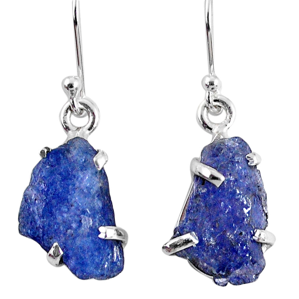 10.67cts natural blue tanzanite rough 925 sterling silver dangle earrings r62112