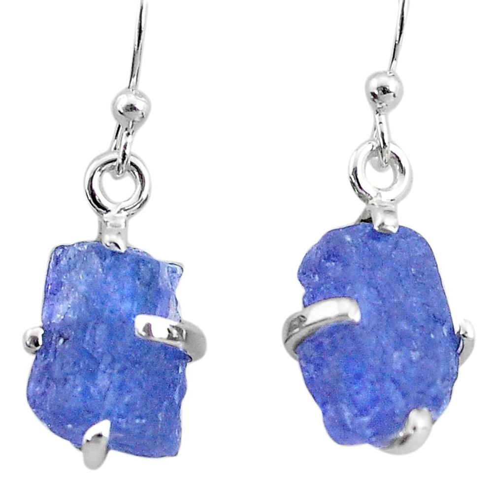 8.38cts natural blue tanzanite raw 925 sterling silver earrings jewelry t6535