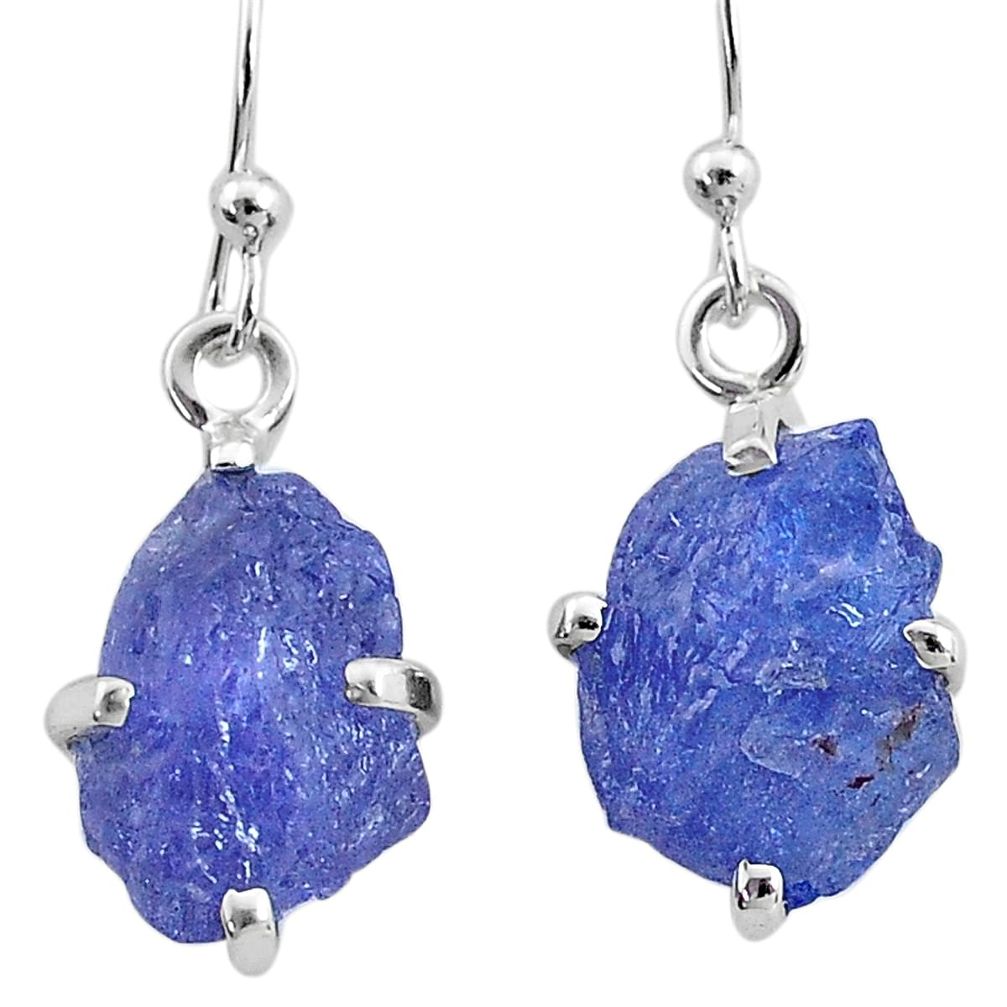 10.09cts natural blue tanzanite raw 925 sterling silver earrings jewelry t6538