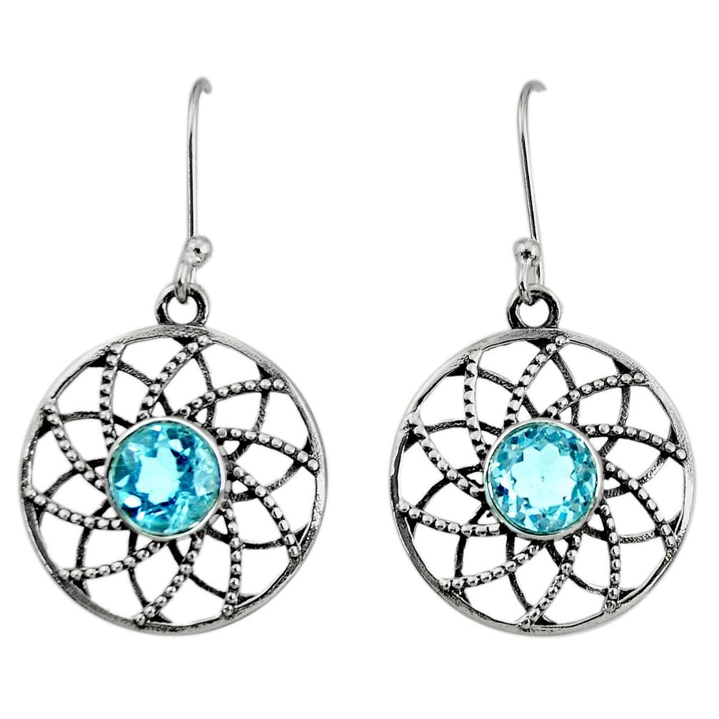 4.73cts natural blue topaz 925 sterling silver dangle earrings jewelry d40133