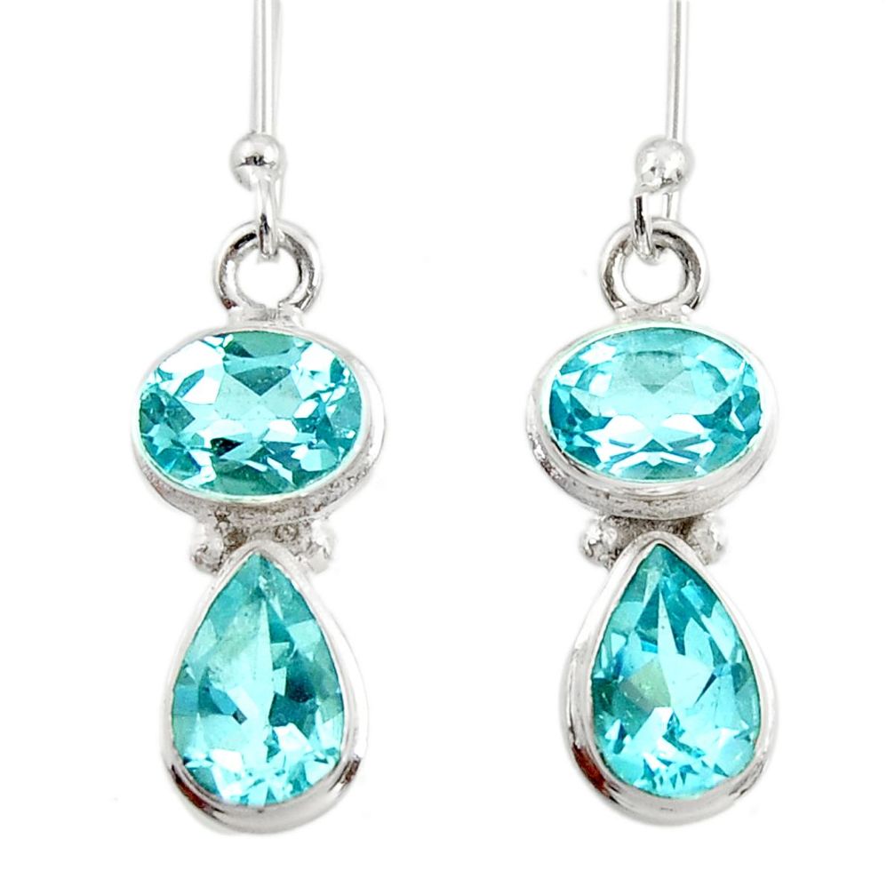 6.70cts natural blue topaz 925 sterling silver dangle earrings jewelry d45767