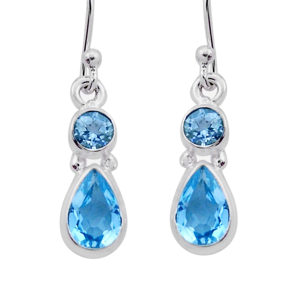 3.61cts natural blue topaz 925 sterling silver dangle earrings jewelry n41132