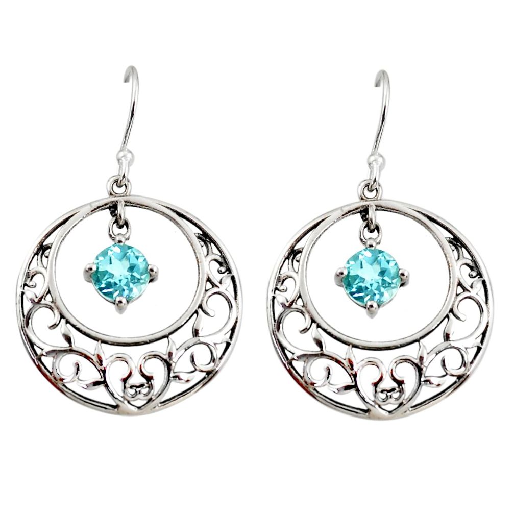 2.35cts natural blue topaz 925 sterling silver dangle earrings jewelry r36798