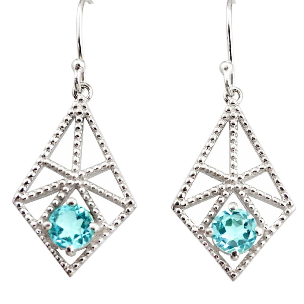 2.19cts natural blue topaz 925 sterling silver dangle earrings jewelry r36861