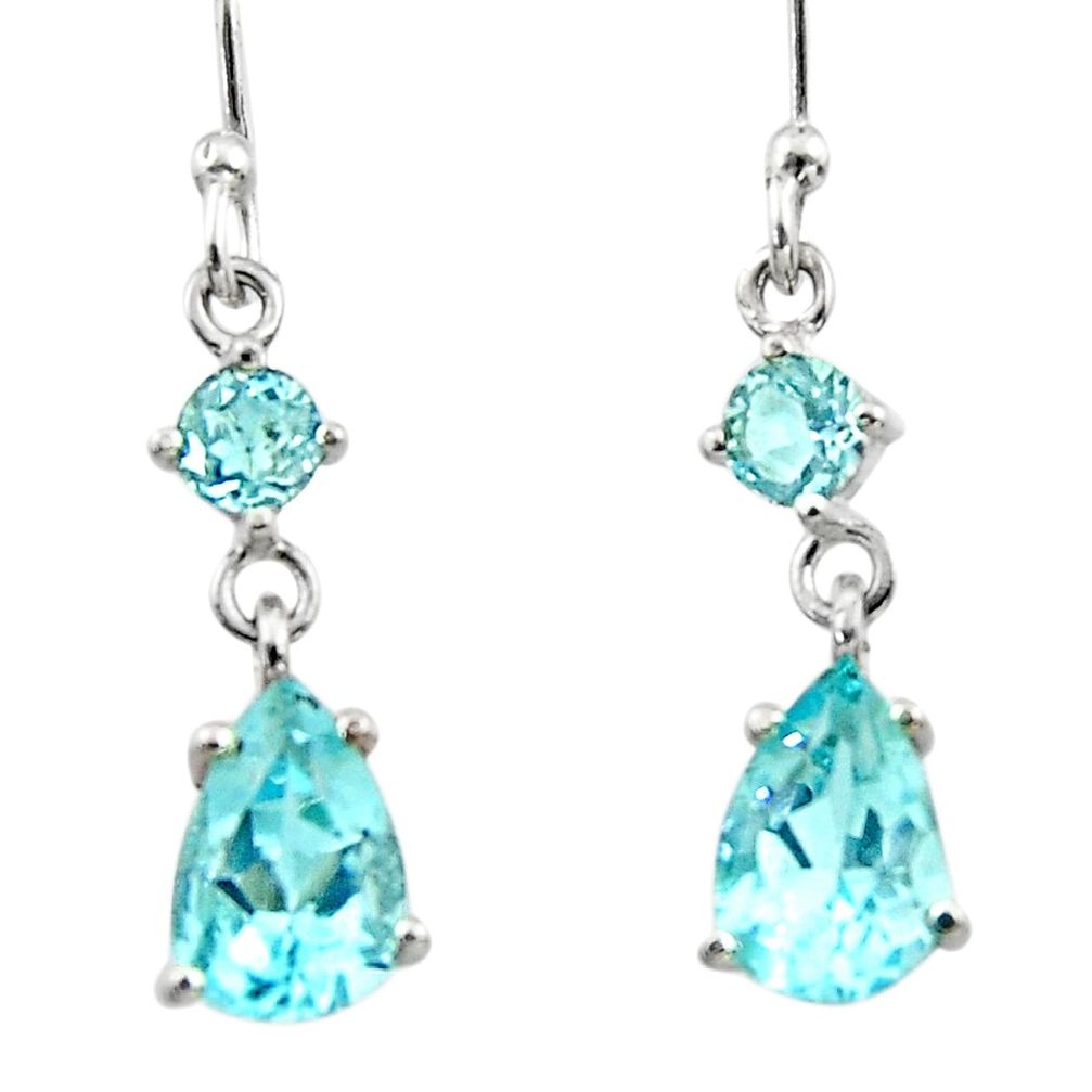 5.21cts natural blue topaz 925 sterling silver dangle earrings jewelry r45382