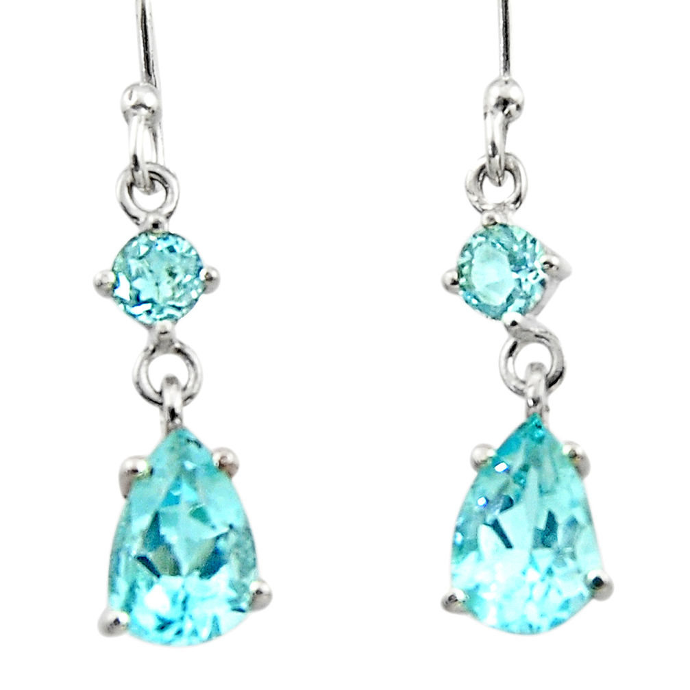 4.93cts natural blue topaz 925 sterling silver dangle earrings jewelry r45384
