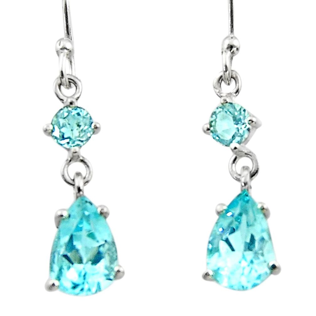 5.02cts natural blue topaz 925 sterling silver dangle earrings jewelry r45392