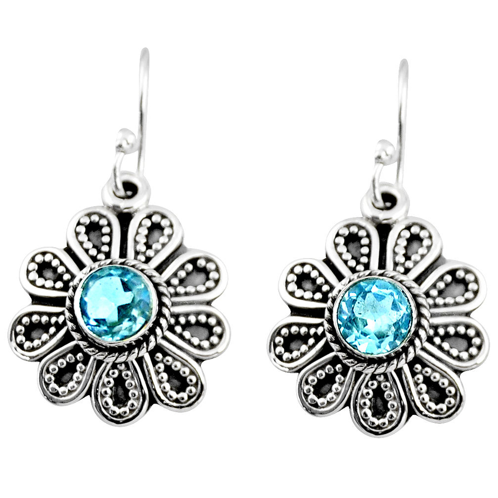 1.49cts natural blue topaz 925 sterling silver dangle earrings jewelry r54001