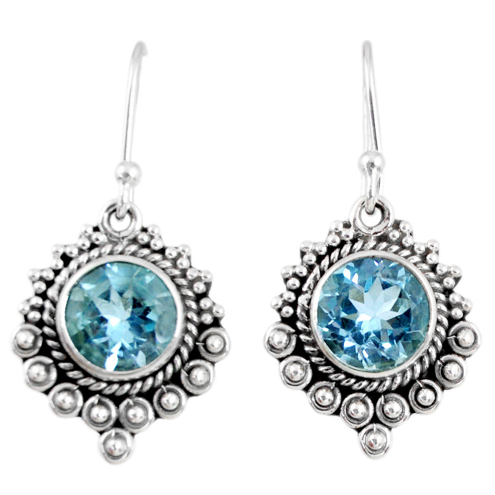 5.38cts natural blue topaz 925 sterling silver dangle earrings jewelry r55302