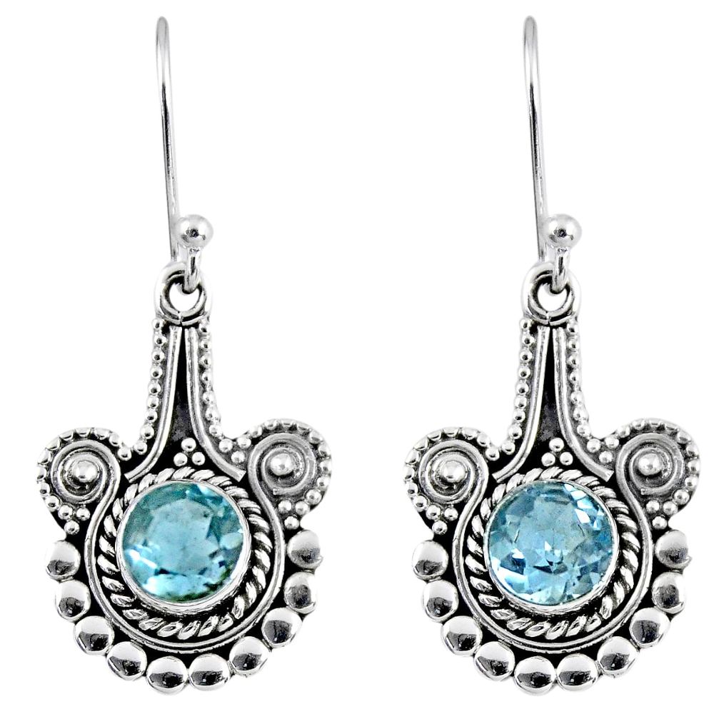 2.58cts natural blue topaz 925 sterling silver dangle earrings jewelry r55321