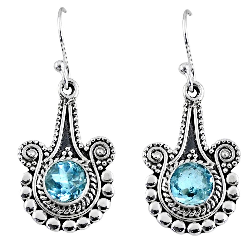 2.30cts natural blue topaz 925 sterling silver dangle earrings jewelry r55322