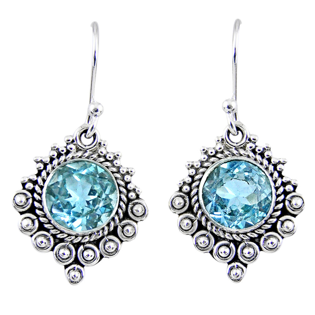 5.06cts natural blue topaz 925 sterling silver dangle earrings jewelry r55323
