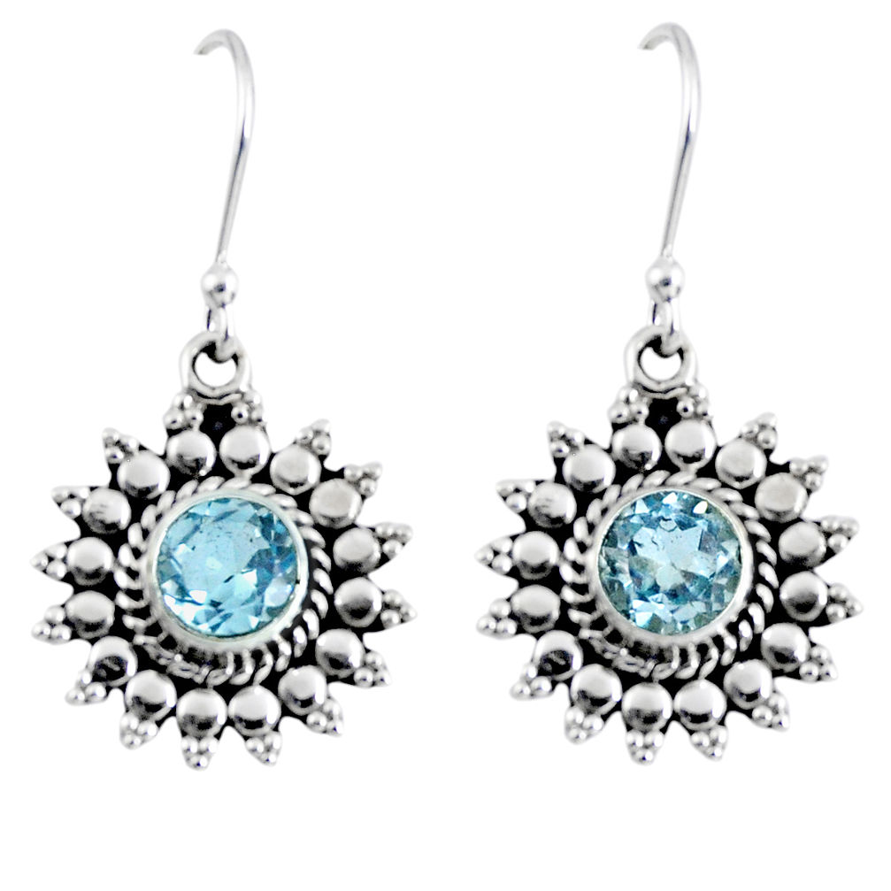 1.96cts natural blue topaz 925 sterling silver dangle earrings jewelry r55329