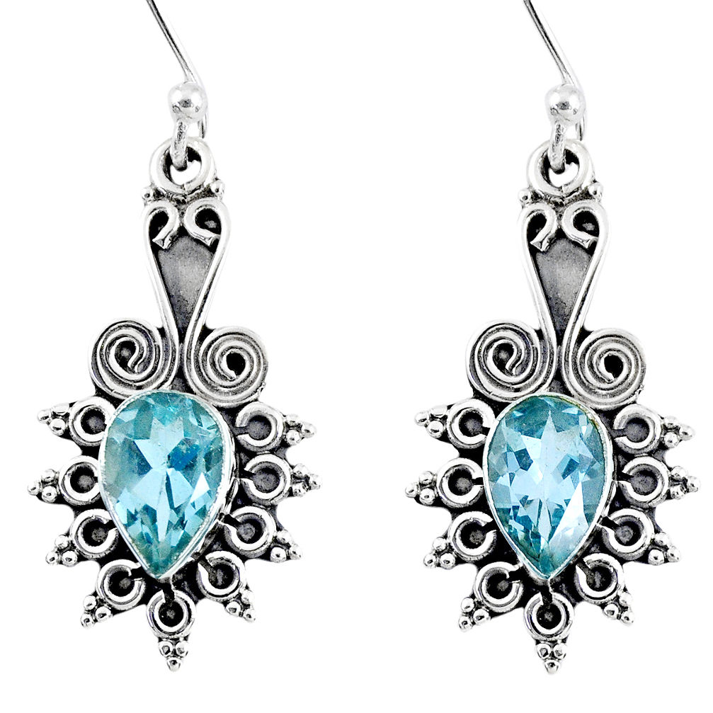 4.22cts natural blue topaz 925 sterling silver dangle earrings jewelry r55330