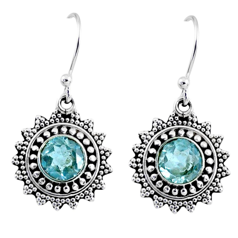 1.96cts natural blue topaz 925 sterling silver dangle earrings jewelry r55341