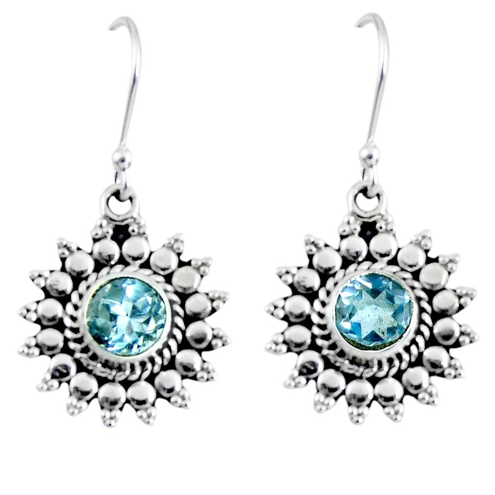 1.91cts natural blue topaz 925 sterling silver dangle earrings jewelry r55342