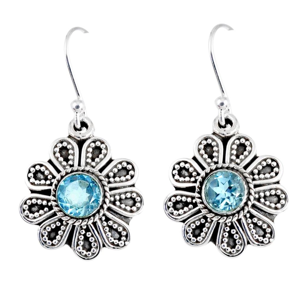 1.81cts natural blue topaz 925 sterling silver dangle earrings jewelry r55343