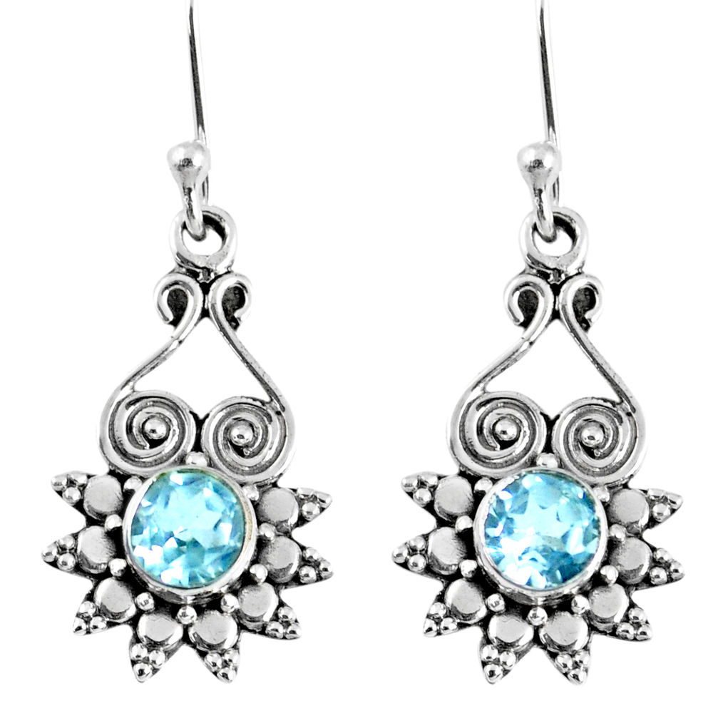 1.66cts natural blue topaz 925 sterling silver dangle earrings jewelry r59621