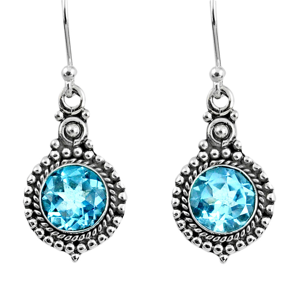 5.10cts natural blue topaz 925 sterling silver dangle earrings jewelry r60501