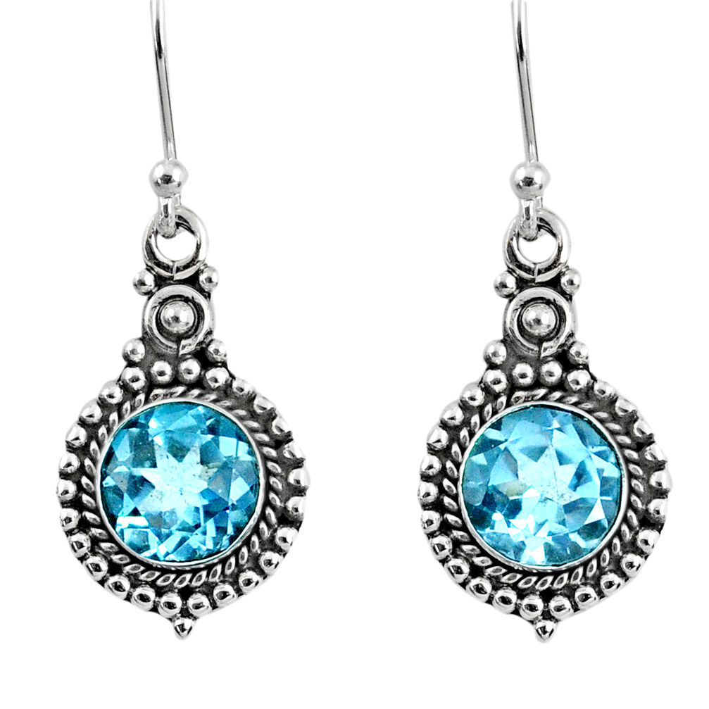 5.08cts natural blue topaz 925 sterling silver dangle earrings jewelry r60502