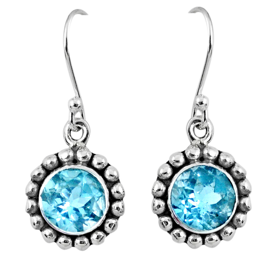 5.80cts natural blue topaz 925 sterling silver dangle earrings jewelry r60505