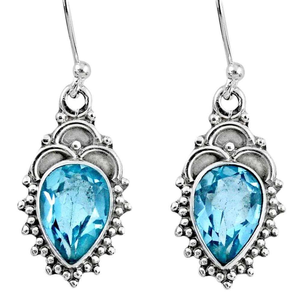 5.54cts natural blue topaz 925 sterling silver dangle earrings jewelry r60517