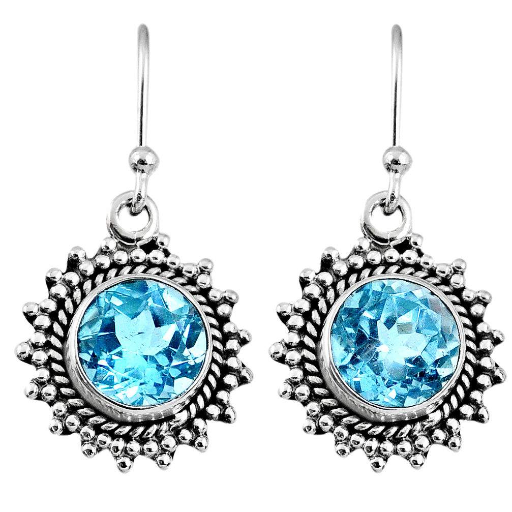 5.81cts natural blue topaz 925 sterling silver dangle earrings jewelry r60667