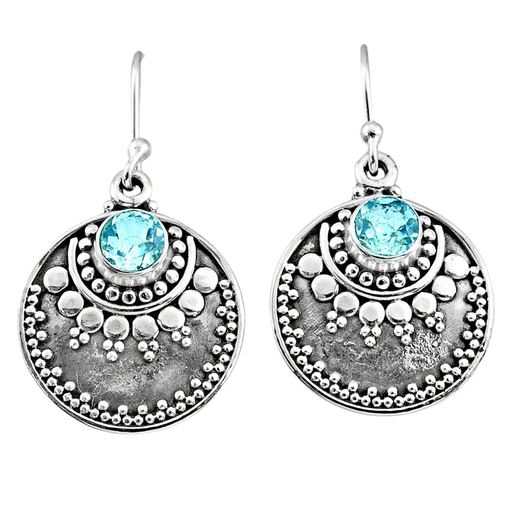 3.40cts natural blue topaz 925 sterling silver dangle earrings jewelry r65125