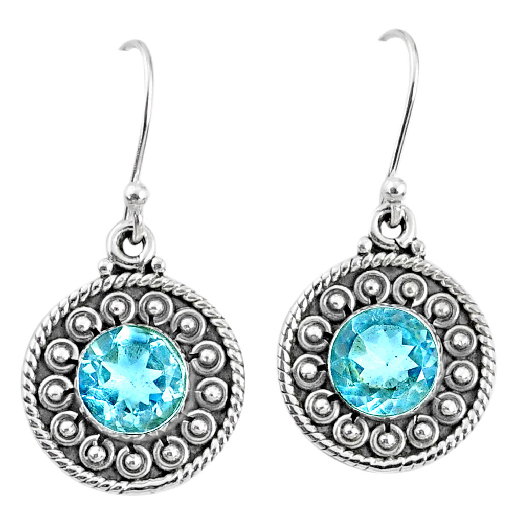 5.52cts natural blue topaz 925 sterling silver dangle earrings jewelry r67106
