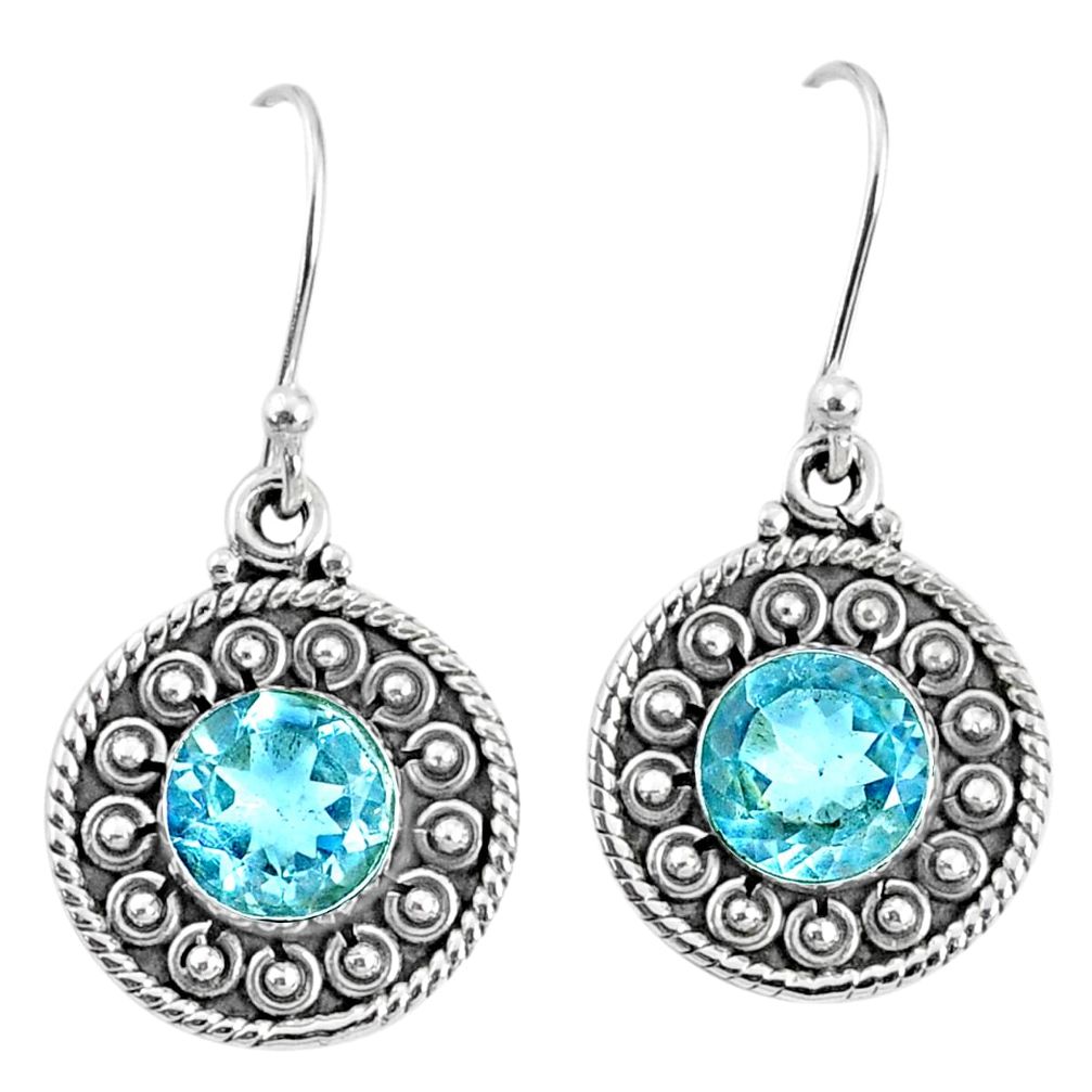 5.57cts natural blue topaz 925 sterling silver dangle earrings jewelry r67107