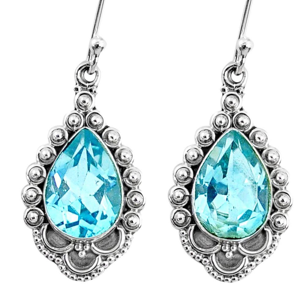 5.53cts natural blue topaz 925 sterling silver dangle earrings jewelry r67142