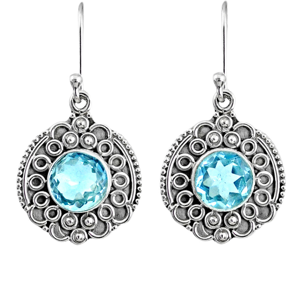 6.02cts natural blue topaz 925 sterling silver dangle earrings jewelry r67265