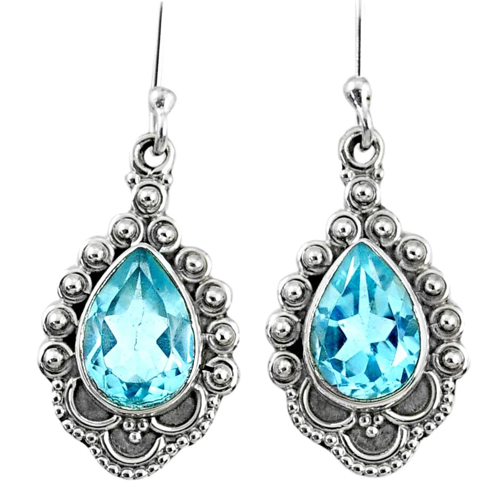 5.10cts natural blue topaz 925 sterling silver dangle earrings jewelry r67266