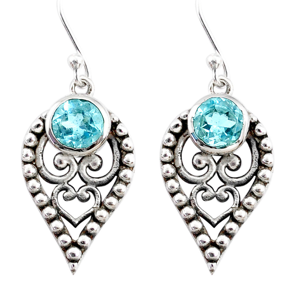 2.33cts natural blue topaz 925 sterling silver dangle earrings jewelry r67885