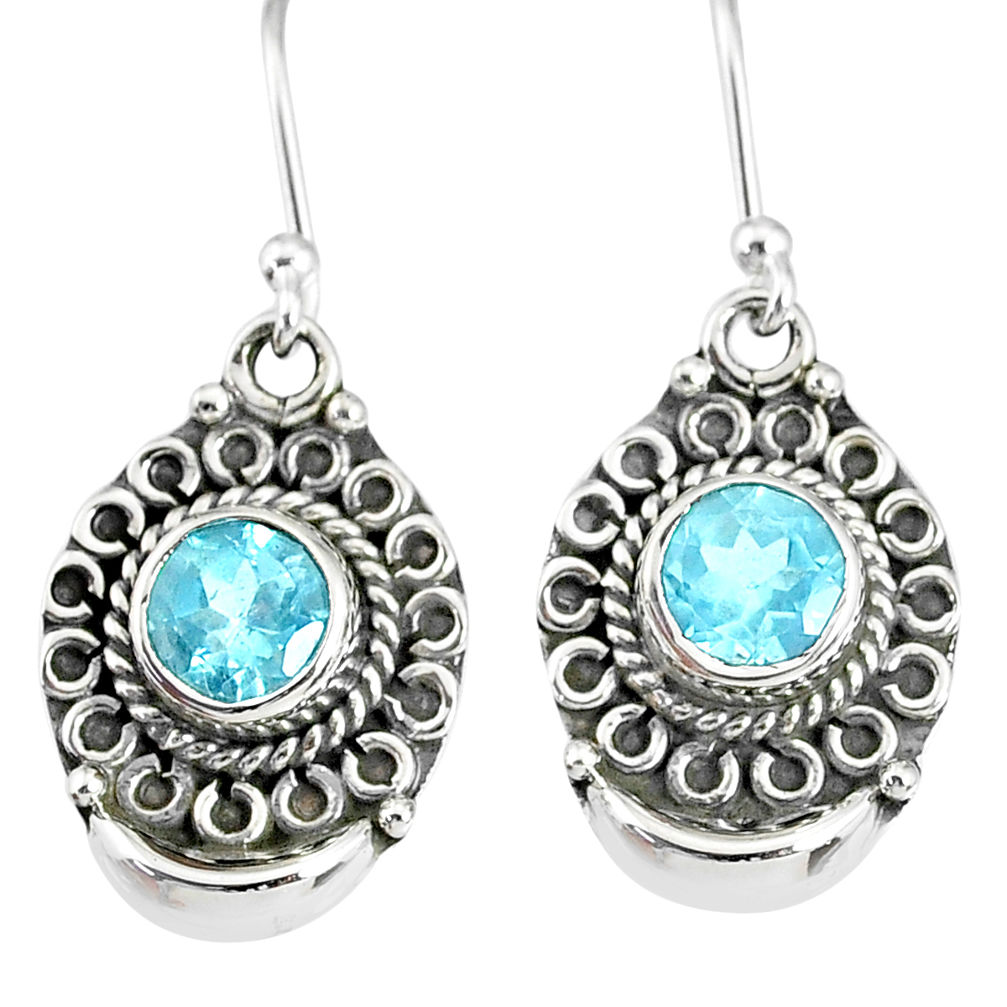 2.51cts natural blue topaz 925 sterling silver dangle earrings jewelry r89310