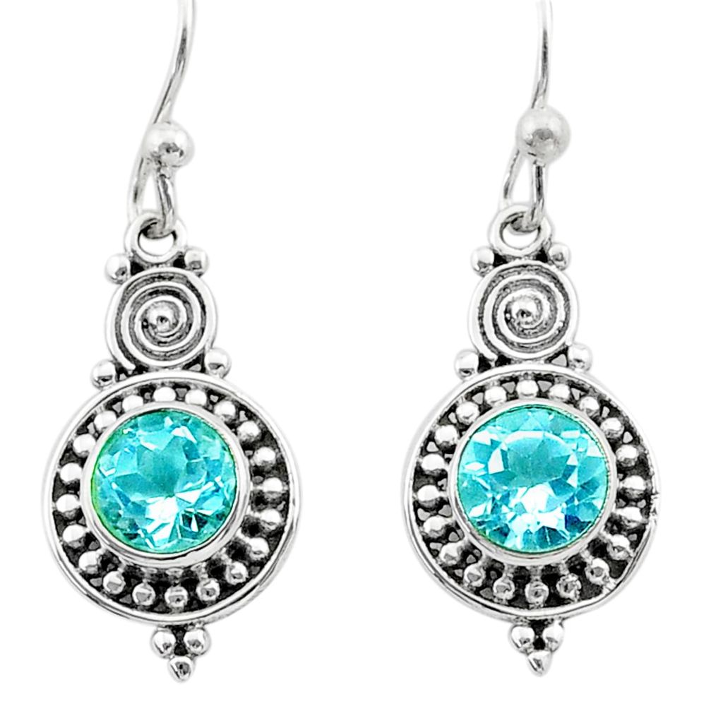 2.56cts natural blue topaz 925 sterling silver dangle earrings jewelry t30048