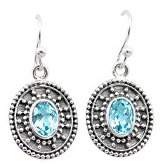 3.10cts natural blue topaz 925 sterling silver dangle earrings jewelry t30175