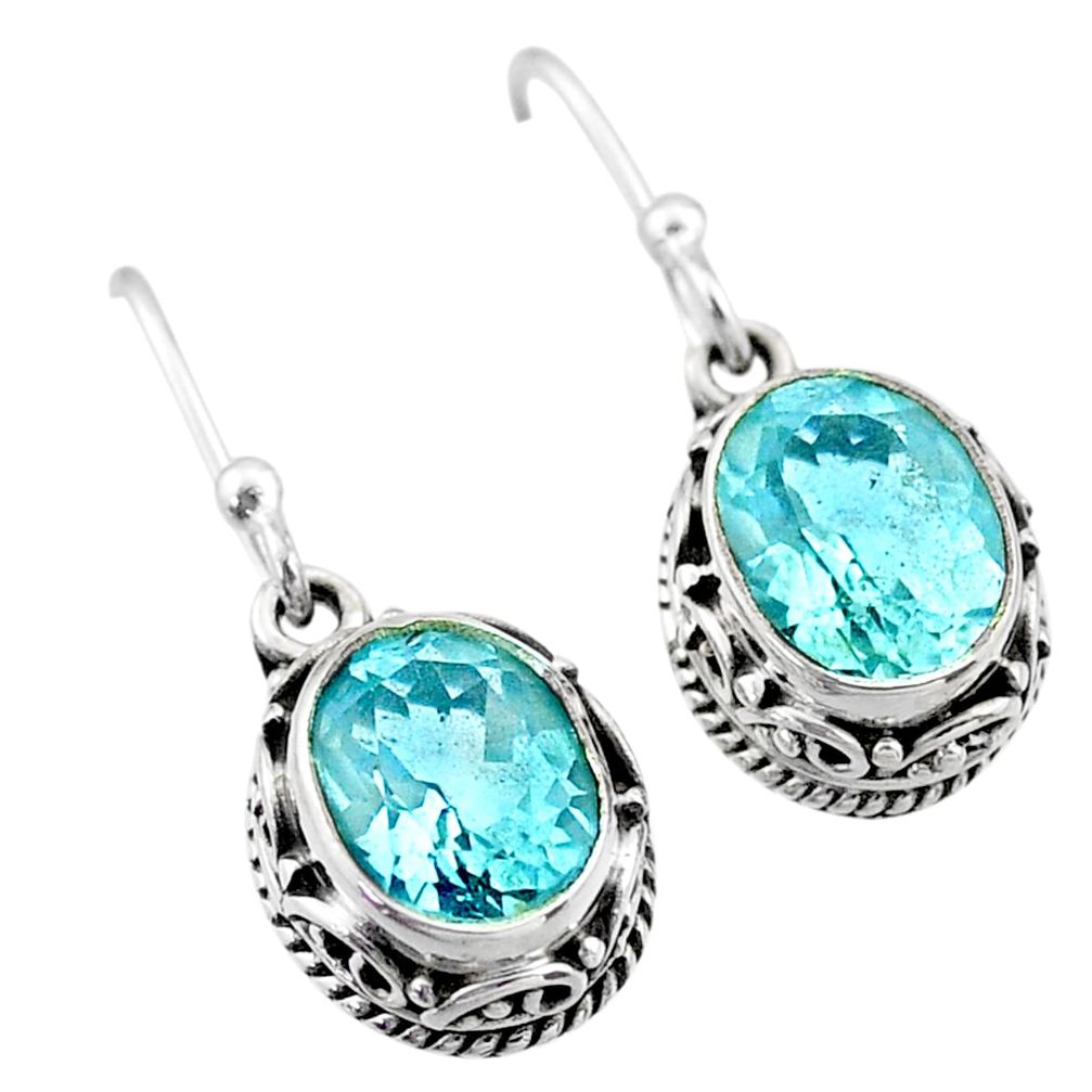 6.36cts natural blue topaz 925 sterling silver dangle earrings jewelry t46812