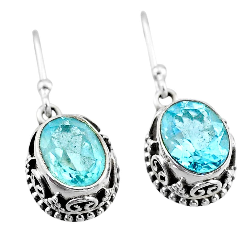 6.33cts natural blue topaz 925 sterling silver dangle earrings jewelry t46855