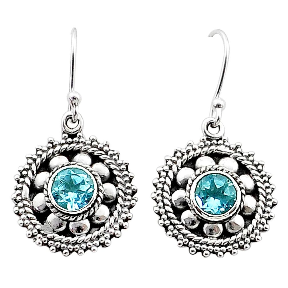 2.35cts natural blue topaz 925 sterling silver dangle earrings jewelry t68083